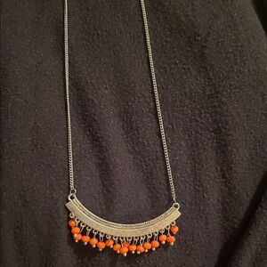 Elegant Silver and Orange Necklace